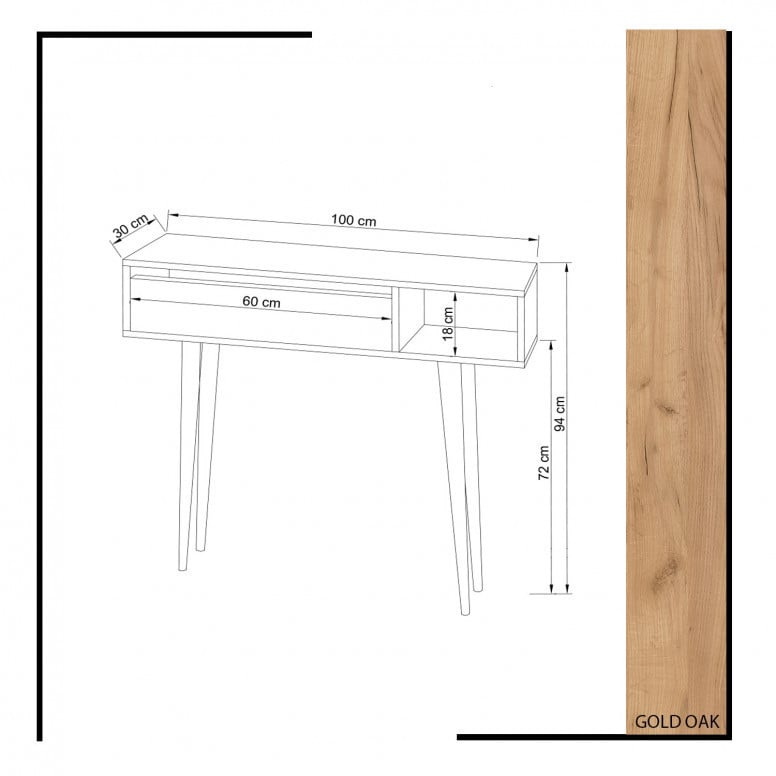 Consola Model Oseyo, Stejar/Alb, 100x30x94 cm