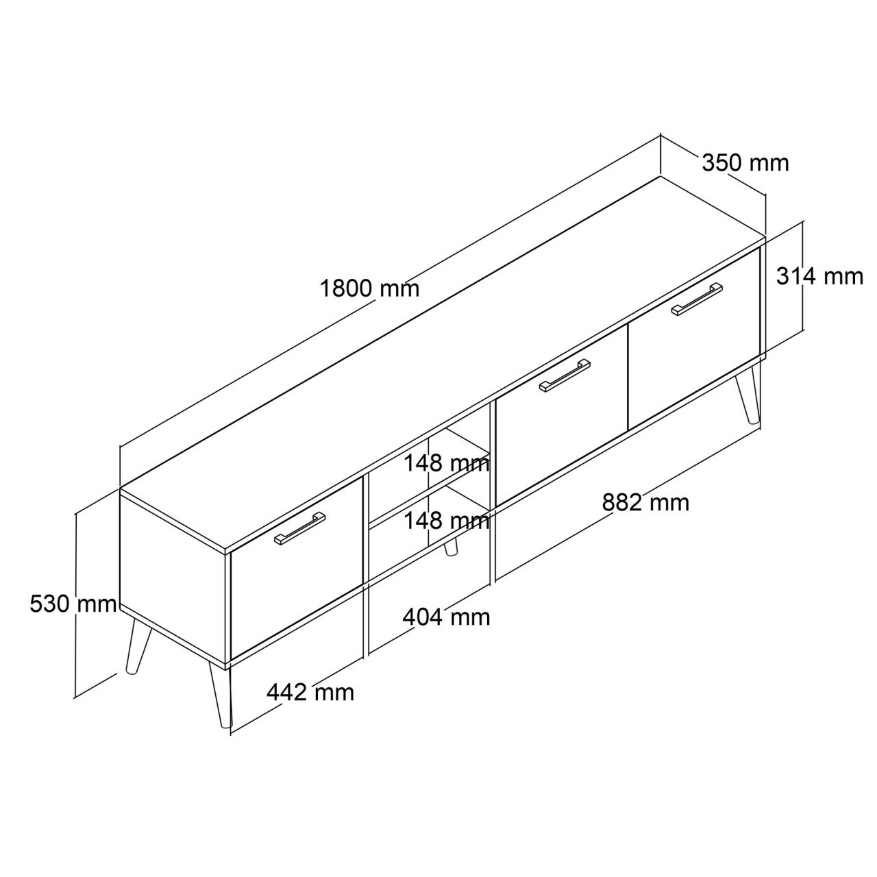 Consola TV Exxen Stejar 180x53x35 cm