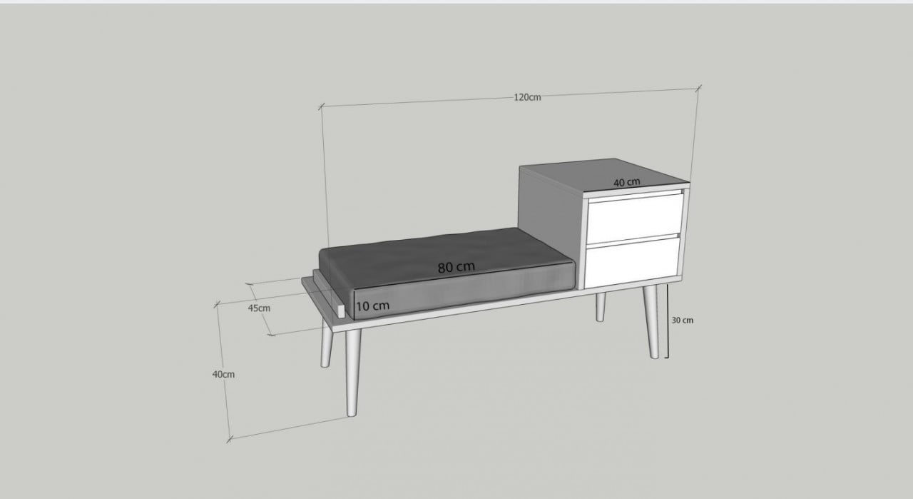 Cuier cu bancuta Model Rino, Gri/Nuc, 120x45x40 cm