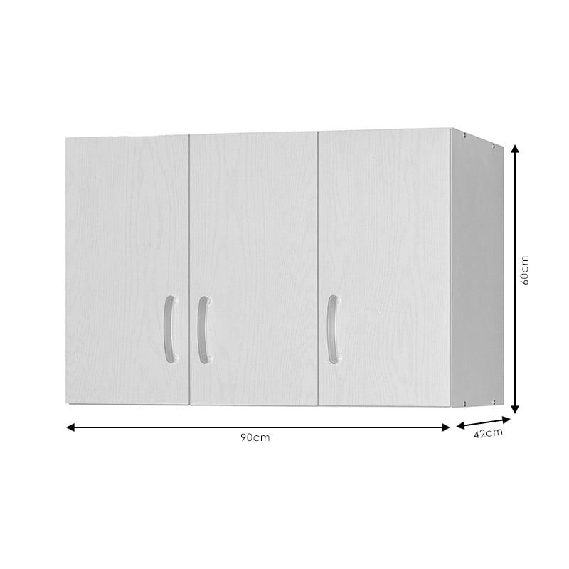 Dulap cu 3 usi Model Kace, Alb, 90x42x60 cm