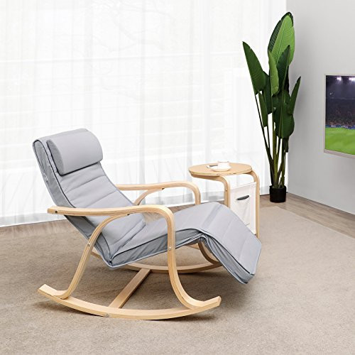 Fotoliu balansoar, Songmics, Gri, 116x67x88 cm
