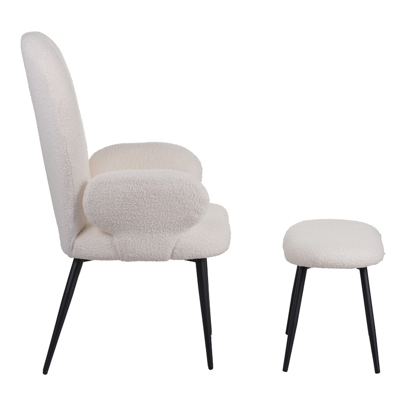 Fotoliu cu suport picioare Model Qarar, Alb/Negru, 67.5x67.5x106 cm - 3 | YEO