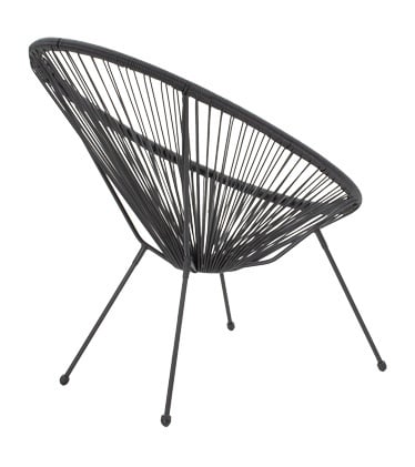 Fotoliu de exterior, Model Acapulco, culoare negru, metal si poliratan, 71x76x85 cm