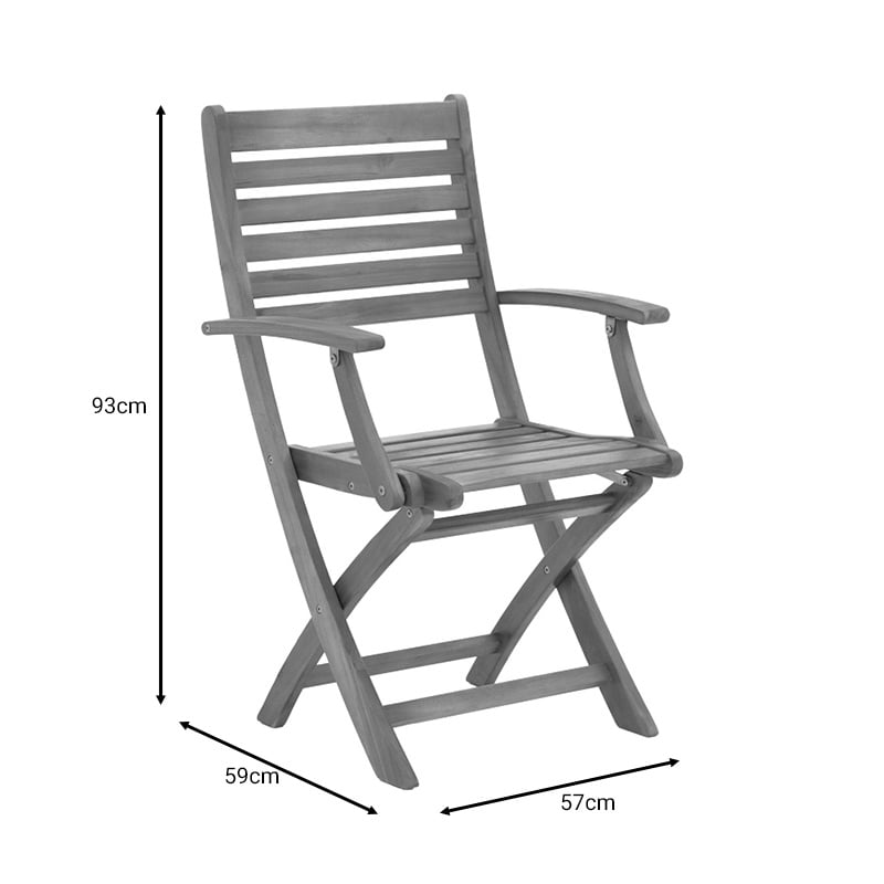 Fotoliu de exterior pliabil, Model Gorpo, culoare natural, lemn masiv de salcam, 57x59x93 cm