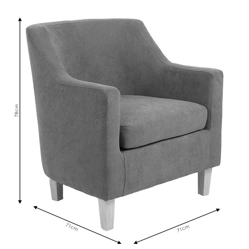 Fotoliu Joyful material textil antracit - culoare lemn natural 71x71x81cm