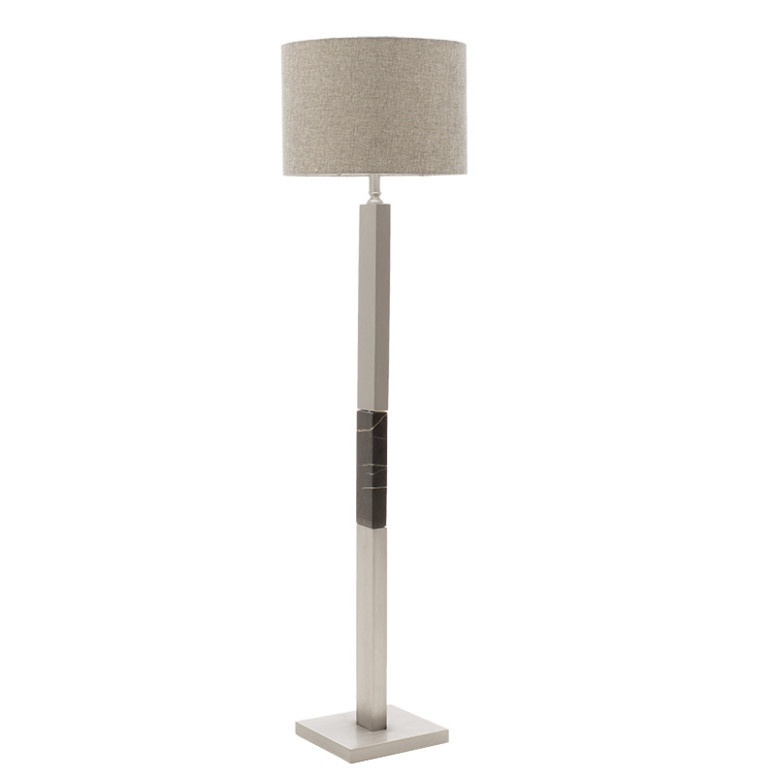 Lampadar din Metal PWL-0940, E27, argintiu-negru-gri, 43x43x153 cm