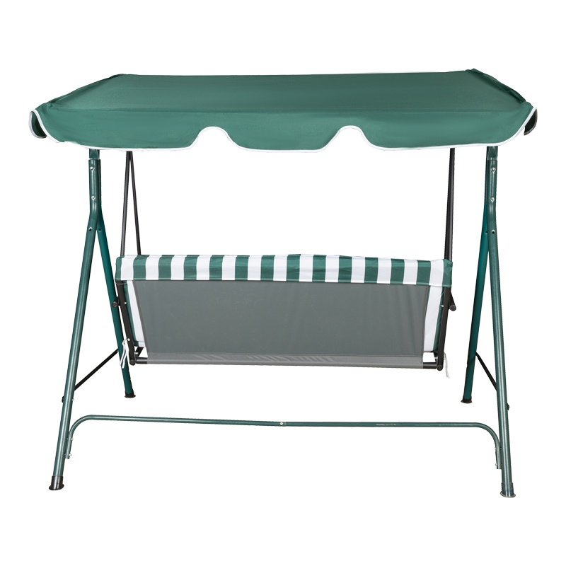 Leagan Gradina Globo, 3 Locuri, cu Copertina Reglabila, Metal/Poliester, Verde/Alb, 170x110x153 cm - 4