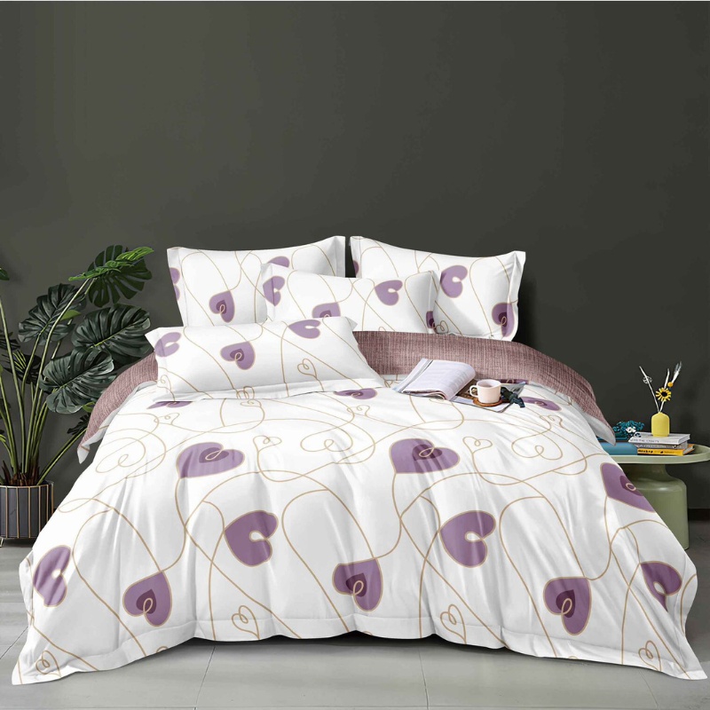 Lenjerie cu elastic 140x200cm, Purple Love (Finet)