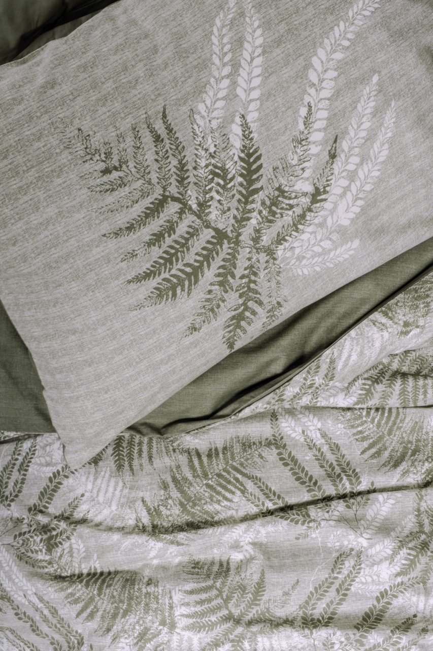 Lenjerie de pat 1 Persoana Model Frond Khaki - 1 | YEO