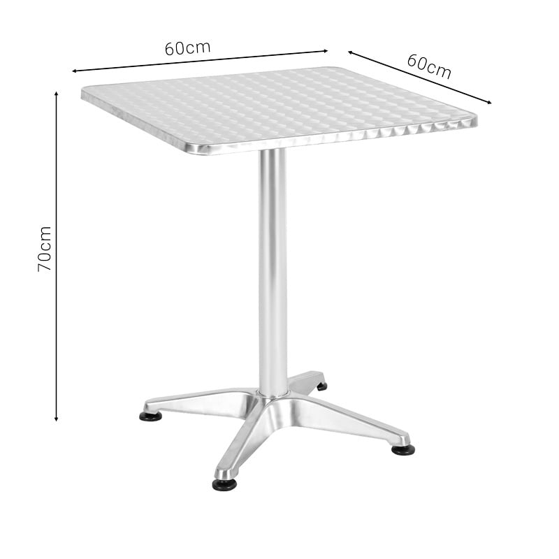 Masa de gradina, Model Lazo, culoare crom, aluminiu cromat, 60x60x70 cm