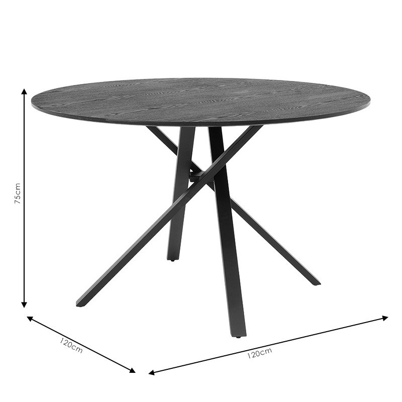 Masa Model Elaine, 120x120x75 cm, Negru - 4 | YEO