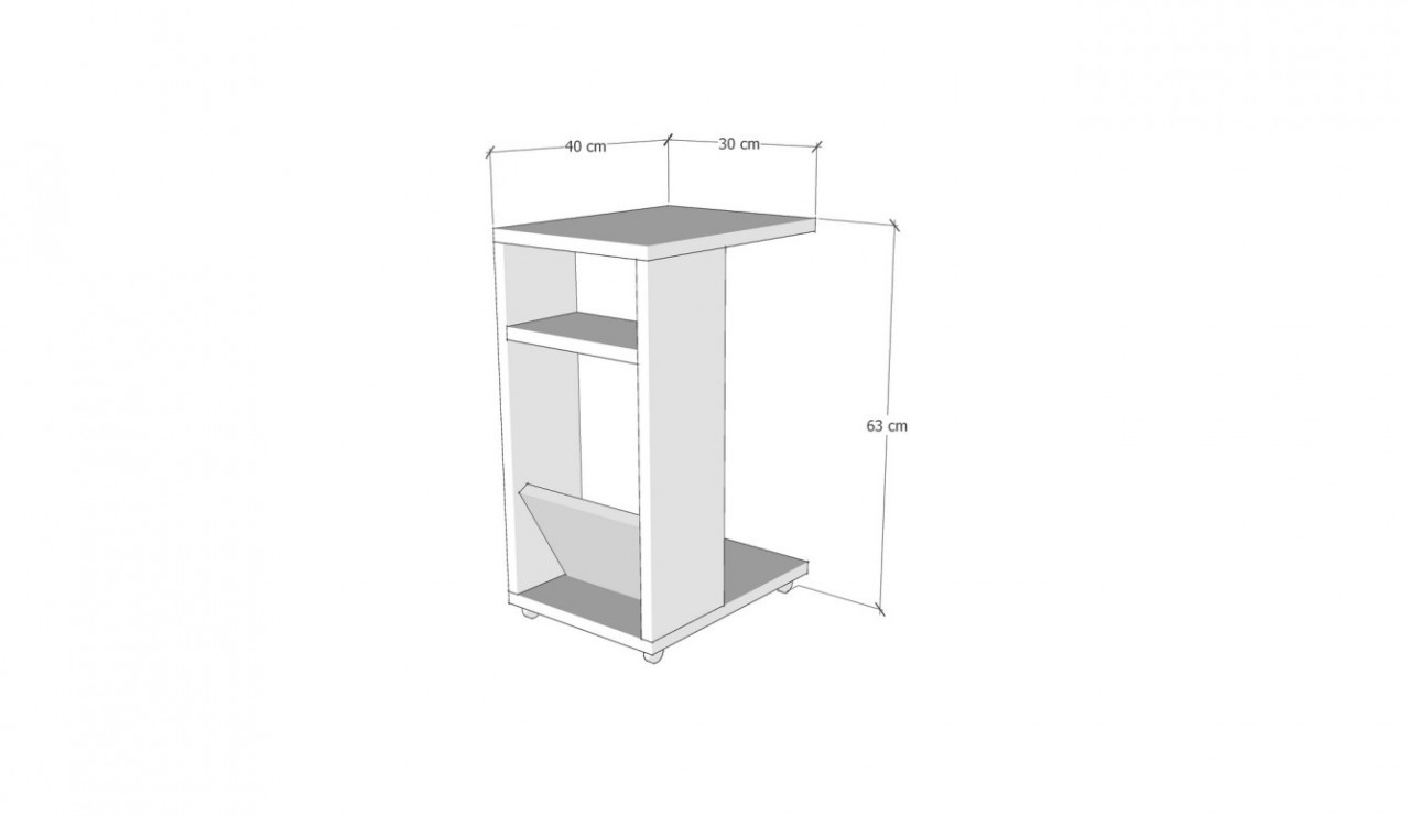 Masuta Auxiliara Model Ellis, 30x40x63 cm, Alb - 3 | YEO