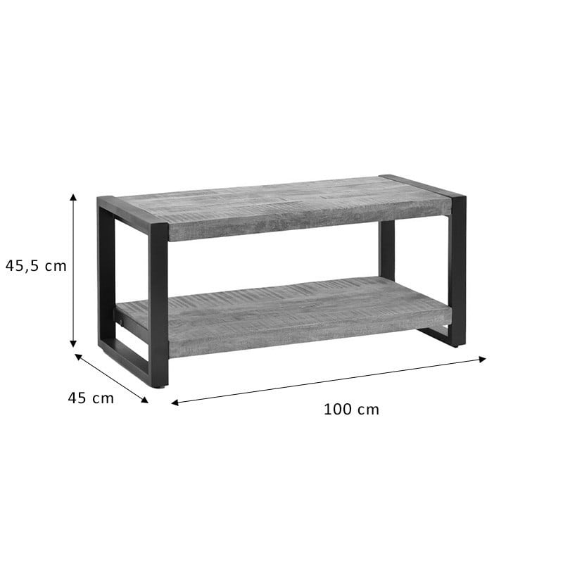 Masuta de cafea Miles lemn masiv de mango, culoarea nuc - negru 100x45x45.5cm