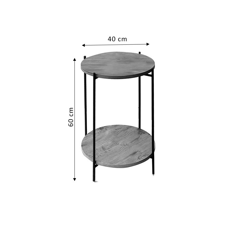 Masuta de Cafea Model Alexia, 40x40x60 cm, Nuc/Negru - 2 | YEO
