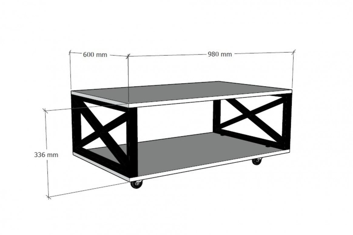 Masuta de Cafea Model Andy, 98x60x33.6 cm, Alb/Negru