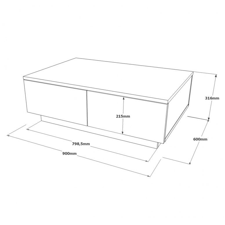 Masuta de Cafea Model Buchanan, 90x60x31.6 cm, Argintiu/Antracit