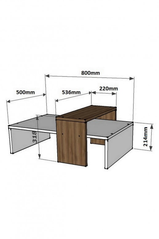 Masuta de Cafea Model Davis, 80x50x31.8 cm, Alb/Nuc - 3 | YEO