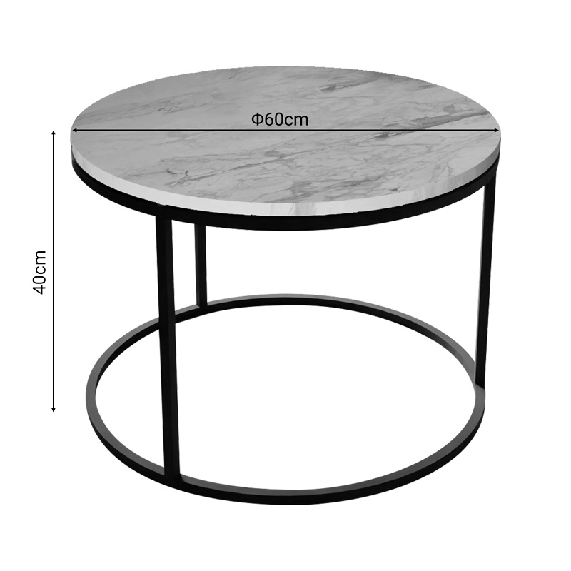 Masuta de Cafea Model Drion, Alb marmorat/Negru, D60x40 cm - 2 | YEO