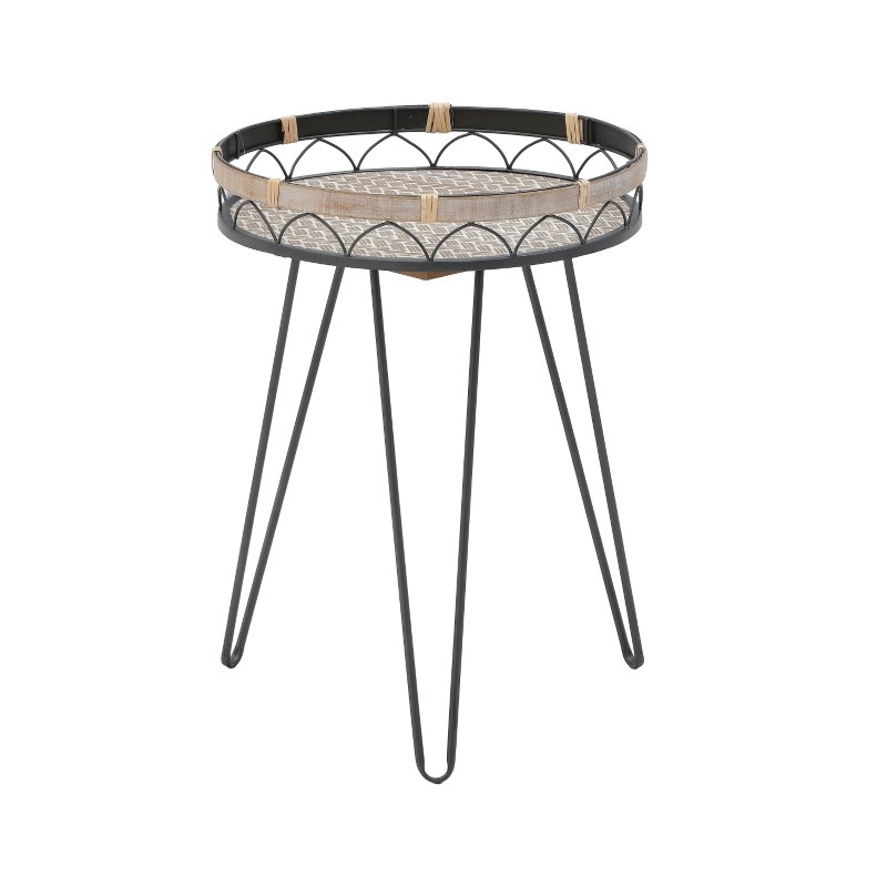 Masuta de Cafea Model Erzmo, Natur/Negru, D40x56 cm