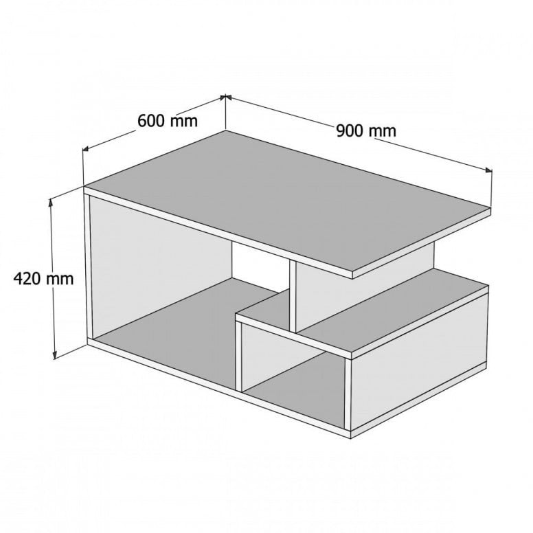 Masuta de Cafea Model Golden, 90x42x54 cm, Alb