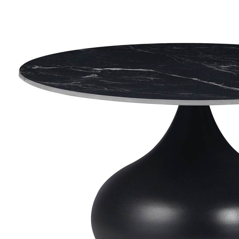 Masuta de Cafea Model Kirkene, Negru marmorat, D70x40 cm - 1 | YEO