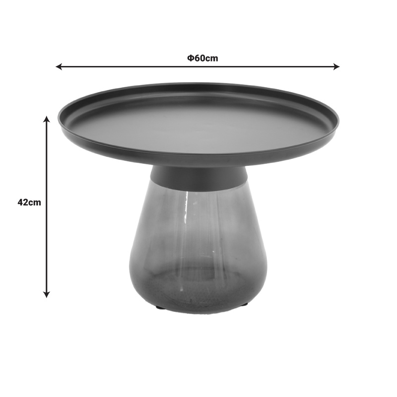 Masuta de Cafea Model Kunlo, Negru, D60x42 cm - 3 | YEO