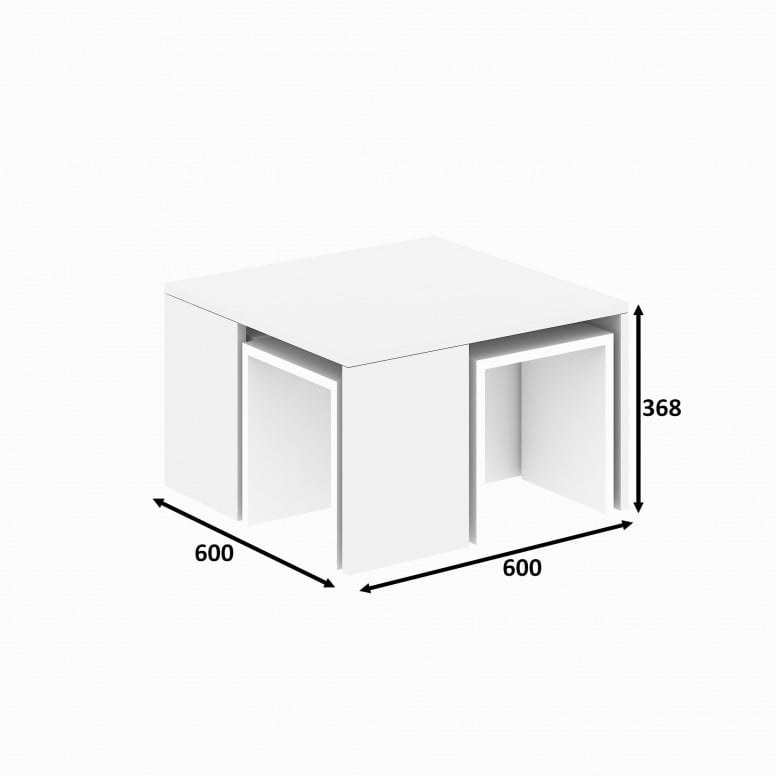 Masuta de Cafea Model Robles, 60x60x36.8 cm, Alb