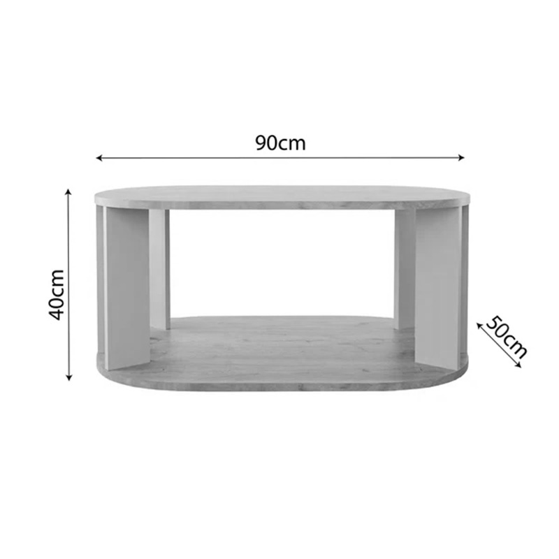 Masuta de Cafea Model Solka, Stejar/Gri deschis, 90x56x40 cm - 3 | YEO