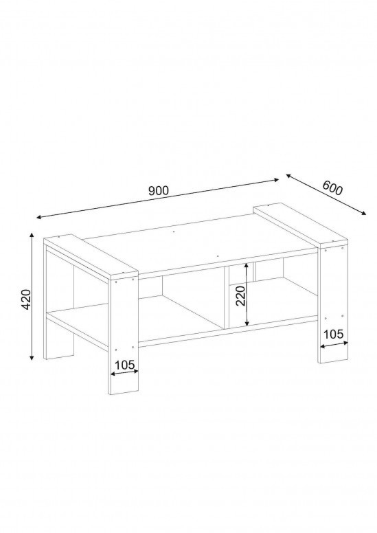 Masuta de Cafea Model Stone, 90x60x42 cm, Alb/Nuc - 2 | YEO