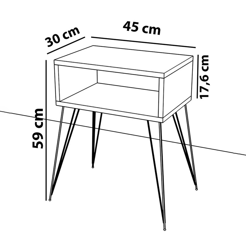 Noptiera Model Naida, Negru marmorat, 45x30x59 cm - 3 | YEO