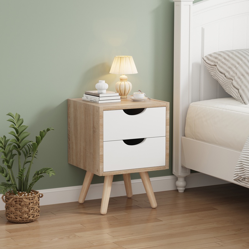 Noptiera Model Selma, Stejar sonoma/Alb, 29.7x29.7x45 cm - 1 | YEO
