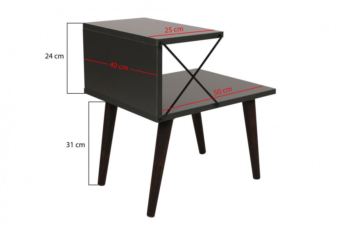 Noptiera Model Vance, Antracit, 50x40x55cm - 2 | YEO