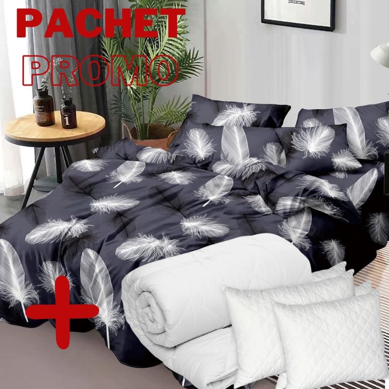 Pachet Lenjerie + Pilota + Perne Grey Feather 6 Piese (Finet)