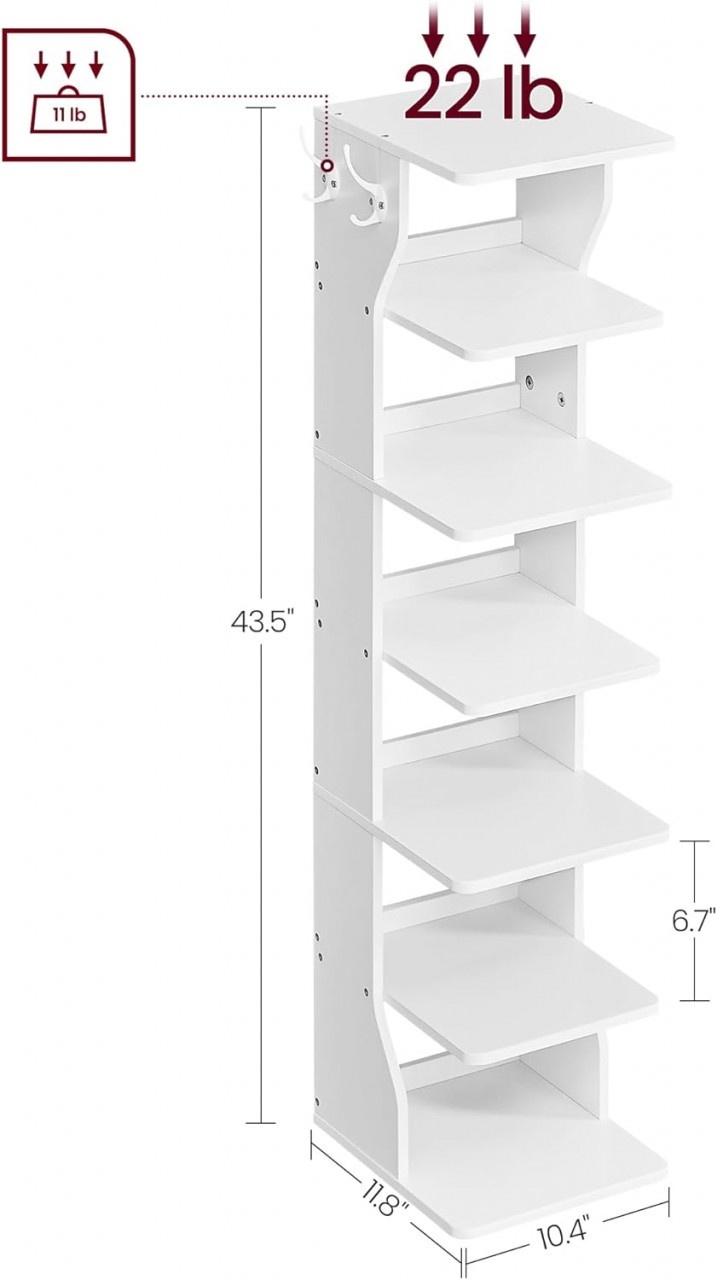 Pantofar, Vasagle, Alb, 26.4x30x110.4 cm - 2 | YEO