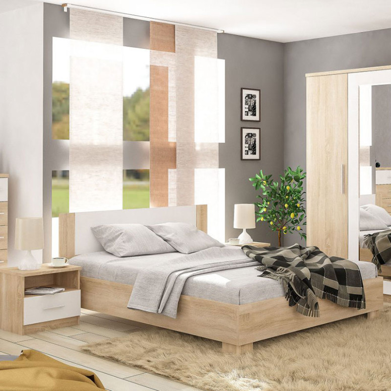 Pat dublu King Size 180x200 cm Geneva 14389 Alb natural - 1 | YEO