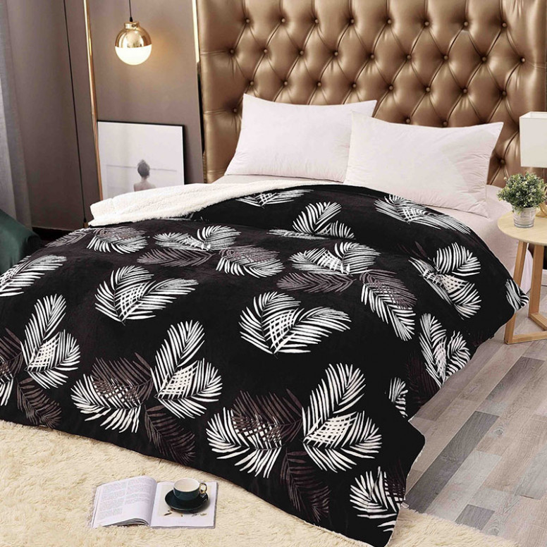 Patura Cocolino cu Blanita, Black Palm 200x230 cm