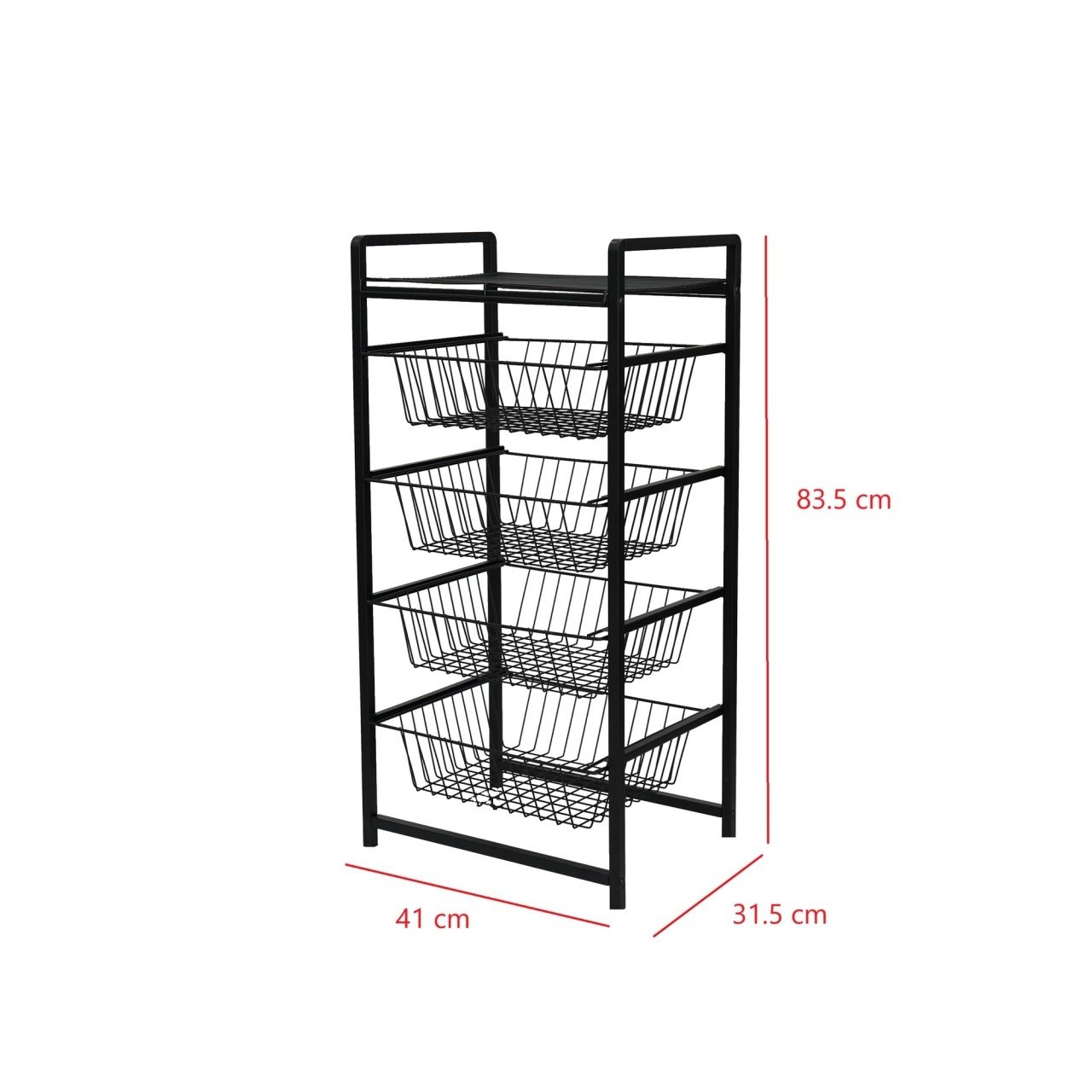 Raft cu cosuri Model Forrest, Negru, 33x41x84 cm