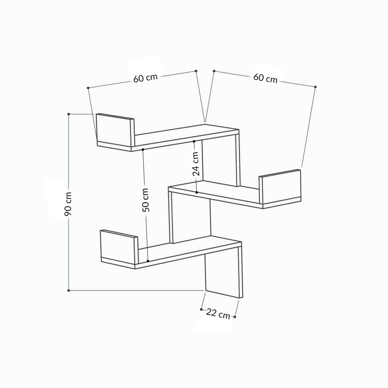 Raft de colt Luksa Alb 60x90x60 cm - 2 | YEO