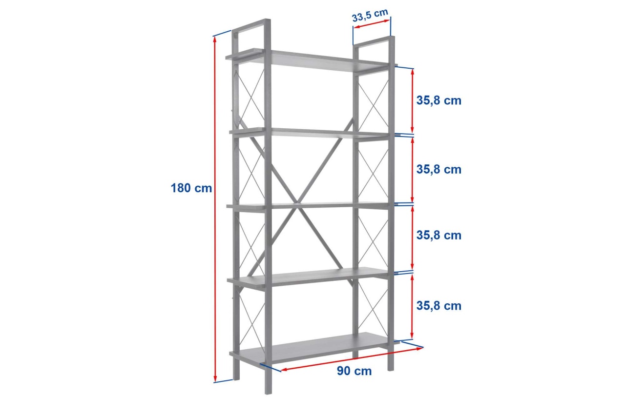 Raft pentru carti Model Elysian, Alb/Negru