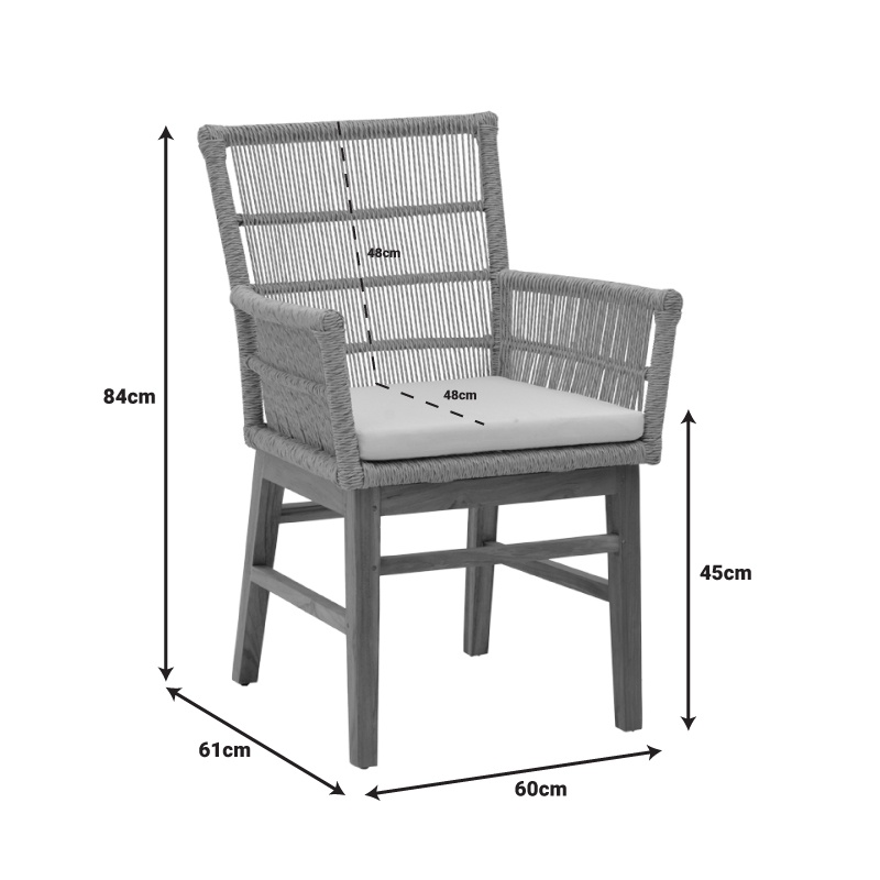 Scaun cu Brate Model Inca, Natur/Negru, 60x61x90 cm