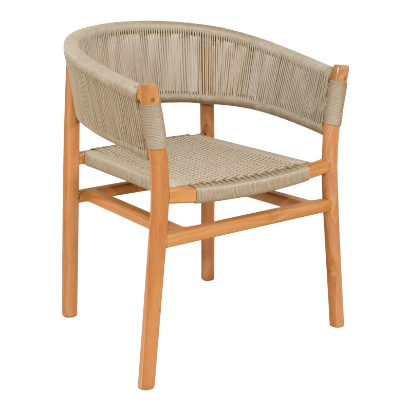 Scaun cu Brate Model Kajone, Crem/Natur, 62x55x75 cm