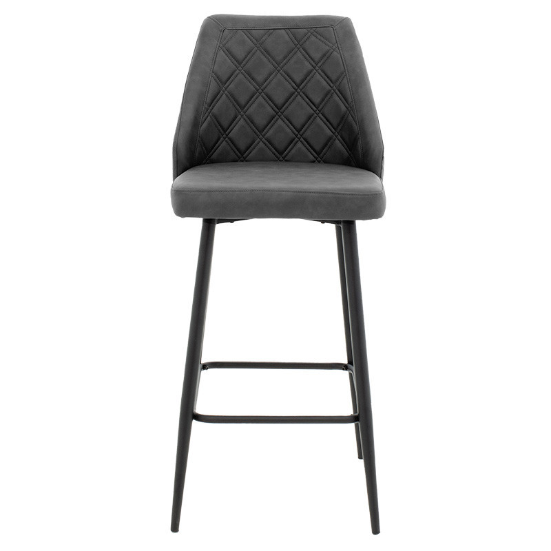 Scaun de bar Inflame inaltime piele ecologica antracit - metal negru - 3 | YEO