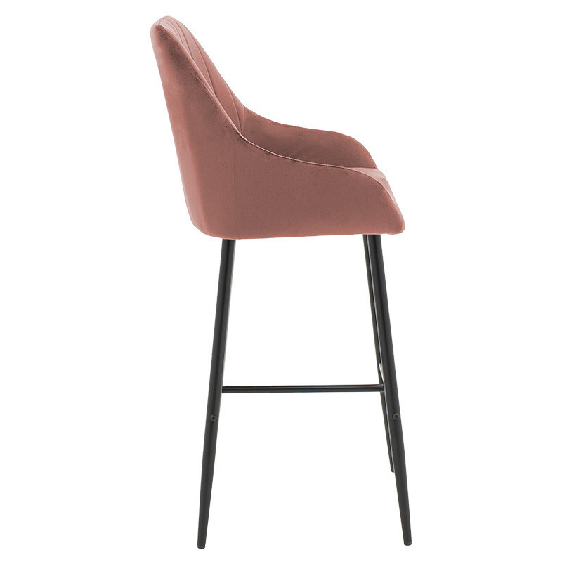 Scaun de bar Model Patrin, Roz pudrat/Negru, 49x48x98 cm - 2 | YEO
