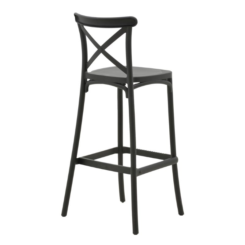 Scaun de bar pentru exterior, Model Crossie, culoare negru, Polipropilena, 44x44x113 cm - 1 | YEO