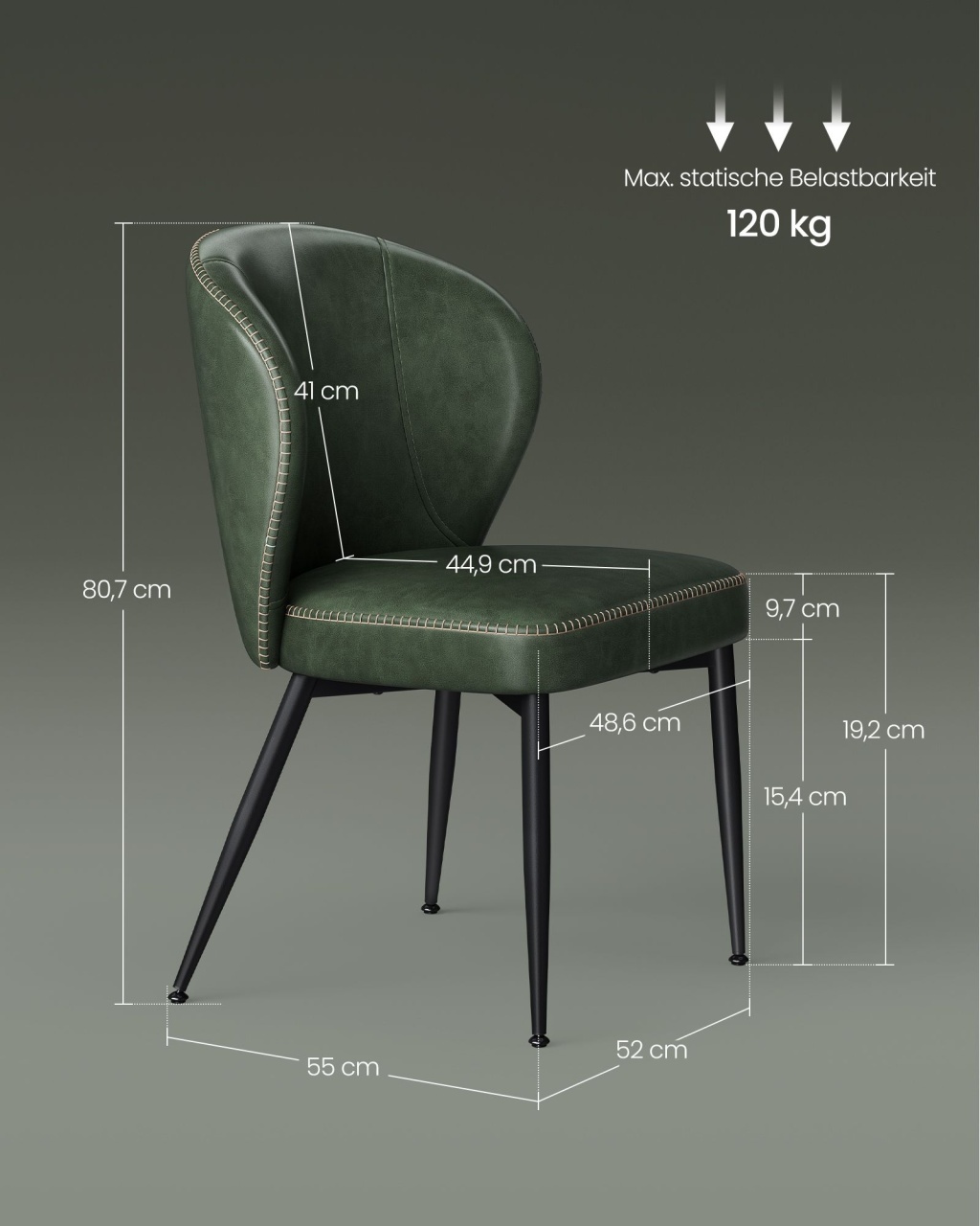 Scaun Vasagle Verde 52x55x79 cm - 5 | YEO