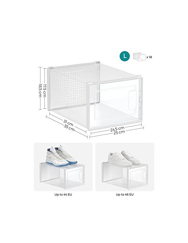 Set 18 cutii de pantofi, Songmics, Transparent, LSP18MWT - 3 | YEO