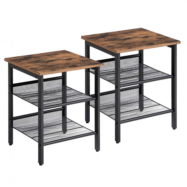 Set 2 Masute de Cafea Model Bryant, 40x40x50 cm, Maro Rustic