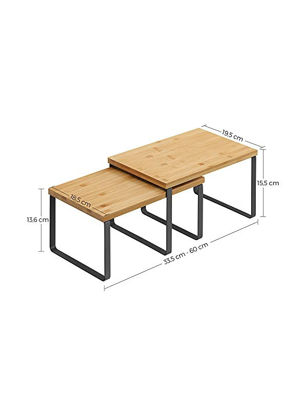 Set 2 organizatoare pentru rafturi dulap de bucatarie, Vasagle, Bambus, KCS02NB, Negru