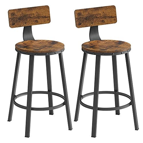 Set 2 scaune de bar Model Catalina, Maro rustic/Negru, 50.6x50.6x88.5 cm - 1 | YEO