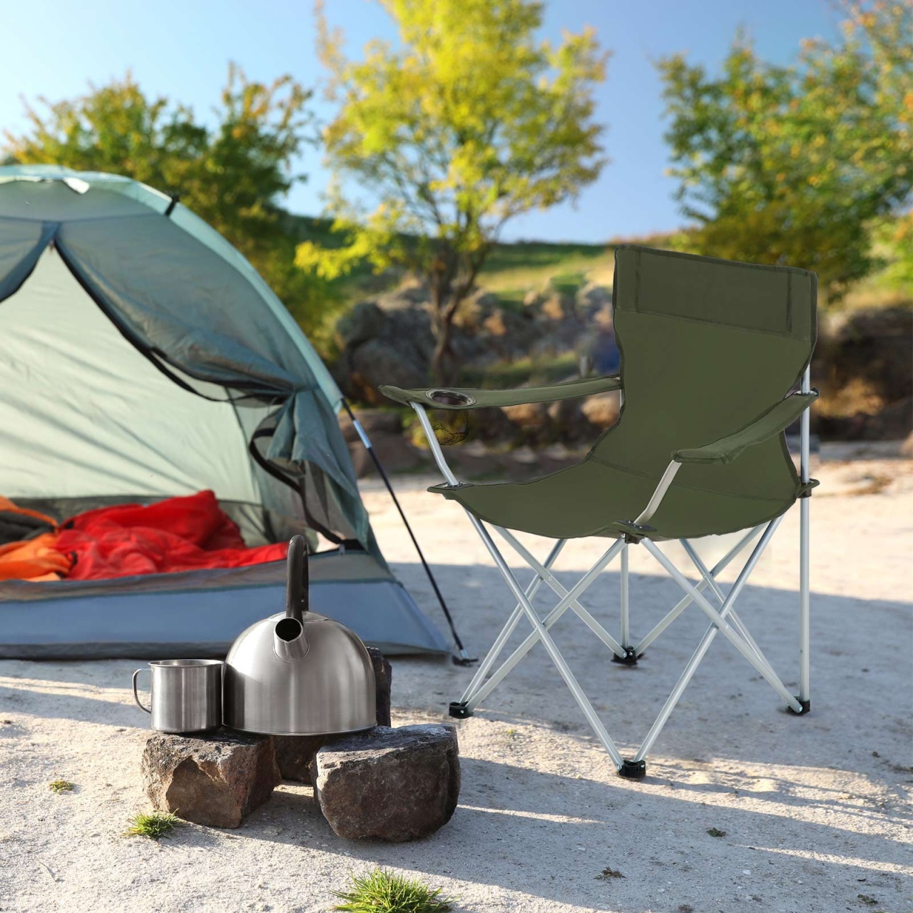 Set 2 scaune de camping Songmics Verde 84x52x81 cm - 2 | YEO